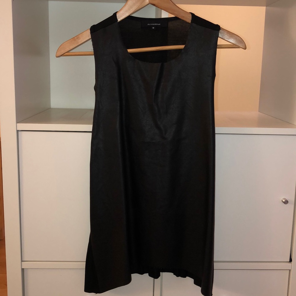 NEW Vegan Leather Front Panel and T-shirt Back Top